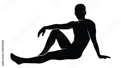 A silhouette of a person seated in a relaxed and contemplative pose
