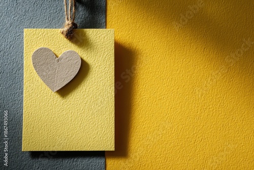 Craft Paper Card with Heart on Vibrant Background