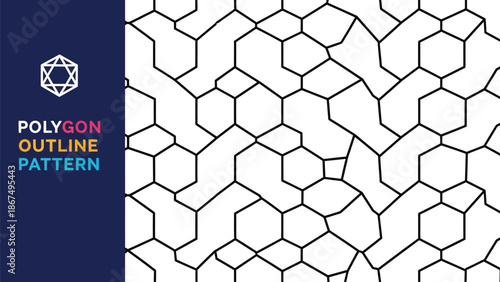 Black outline geometric polygon seamless pattern background