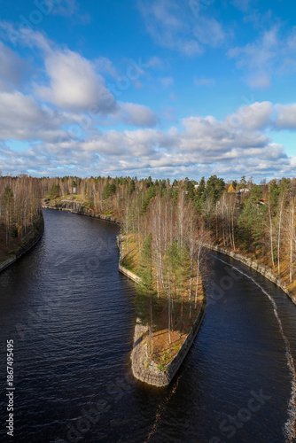 Vertical view of the Saimaa Canal in Lappeenranta, Finland