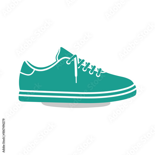 Teal sneaker with white trim Vector
