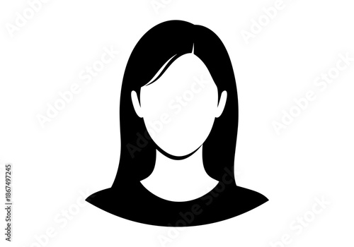 Silhouette portrait of a woman with long straight hair, an anonymous and versatile avatar element.