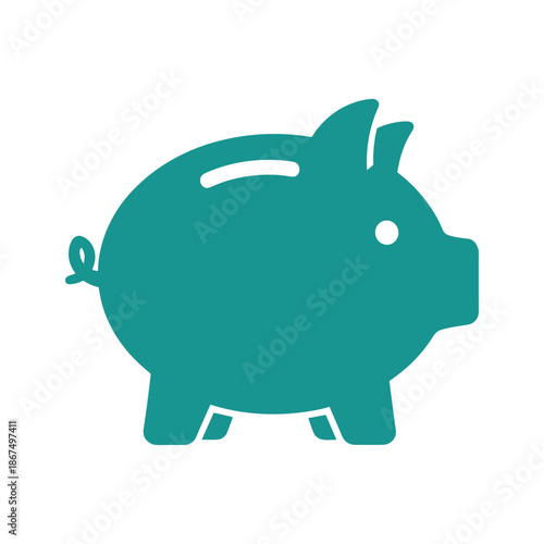 Teal piggy bank Vector