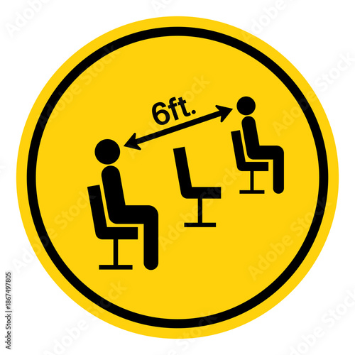 Please Maintain Social Distancing Whil Seated Symbol Sign, Vector Illustration, Isolate On White Background Label. EPS10