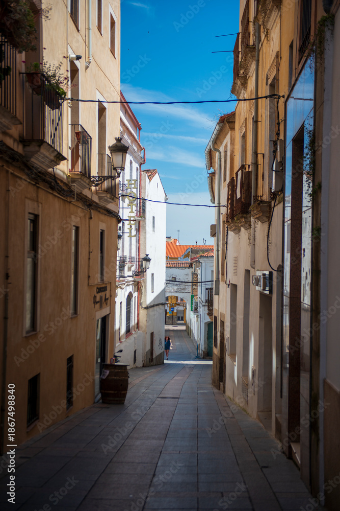 Obraz premium Cáceres, casco histórico y detalles de la ciudad en 2026, Cáceres, historic center and city details in 2026, Cáceres, historische Altstadt und Stadtansichten 2026, Cáceres, centre historique et détail