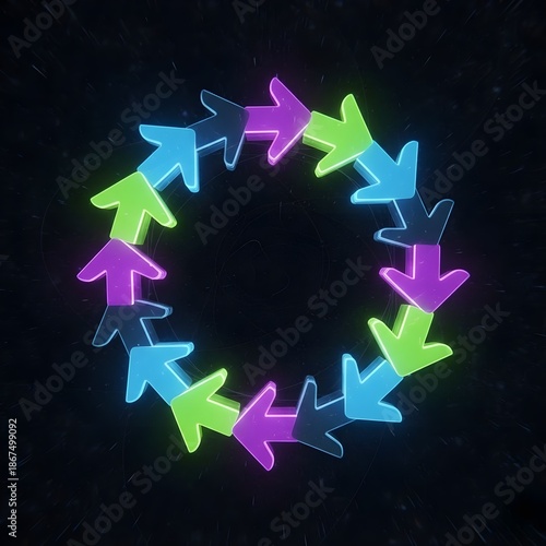 Directional arrows endlessly pointing at each other.