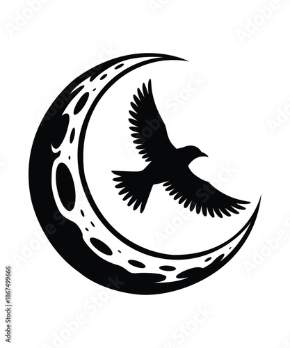 Black and white vector illustration of a stylized Bird silhouette logo