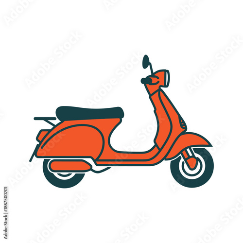 Bright orange scooter Vector