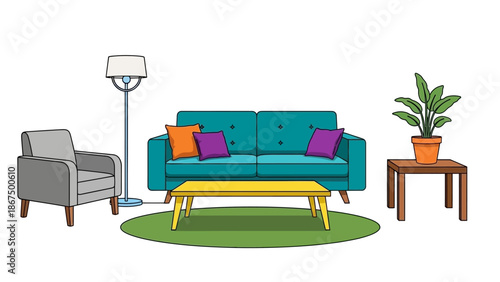 Modern Living Room Furniture Set, Sofa, Armchair, Coffee Table