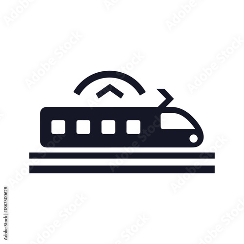 Modern train traveling on rails Vector