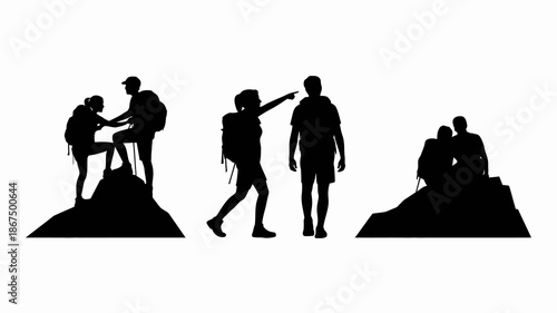 a silhouetted depiction of human connection and support showing people helping each other through life s challenges and journeys symbolizing teamwork and shared experiences high quality