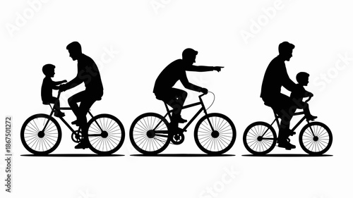 a silhouetted depiction of a father and son s journey through life transitioning from childhood dependence to independent exploration and finally renewed connection high quality professional