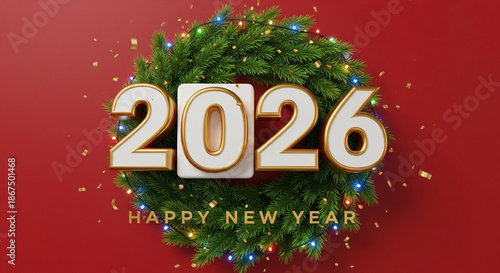 A festive greeting card design for the New Year, centered on the image