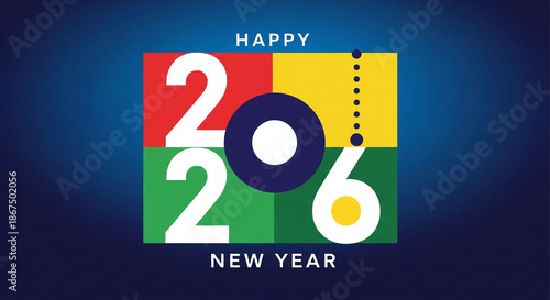 A stylized graphic celebrating the new year, centered in the frame