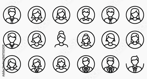 Collection of 16 oval portraits and profile illustrations