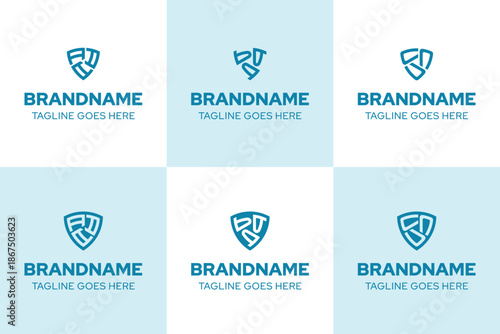 Letters AAA BBB CCC Shield Logo Set, symbolizing strength, protection, and trust