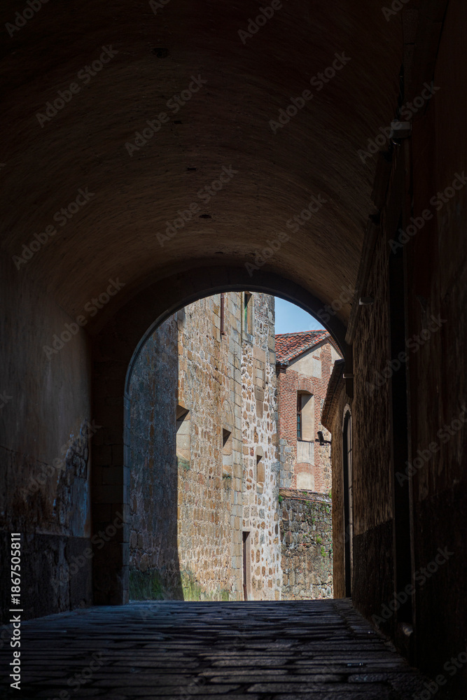 Fototapeta premium Plasencia detalles urbanos y patrimonio histórico, Plasencia city urban and historic details, Plasencia städtische und historische details, プラセンシア市の都市と歴史的なディテール, Détails urbains et historiques de Plas