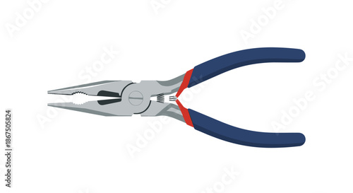 Professional needle nose pliers with insulated blue and red handles for electrical work and precision repairs.