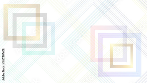 Geometric abstract background with colorful translucent squares and delicate line patterns. Vector, illustration