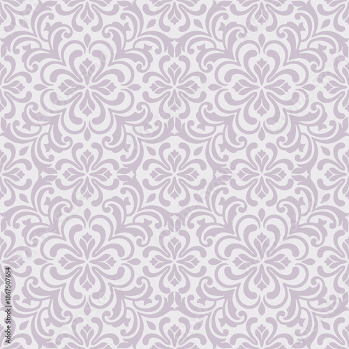 Purple damask pattern vector in elegant seamless style, classic decorative damask pattern vector for wallpapers, vintage floral damask pattern vector for textiles and luxury backgrounds