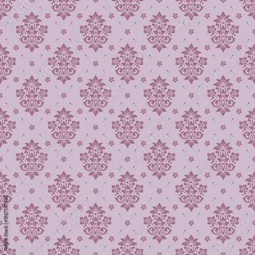 Pink damask pattern vector in elegant seamless style, classic decorative damask pattern vector for wallpapers, vintage floral damask pattern vector for textiles and luxury backgrounds