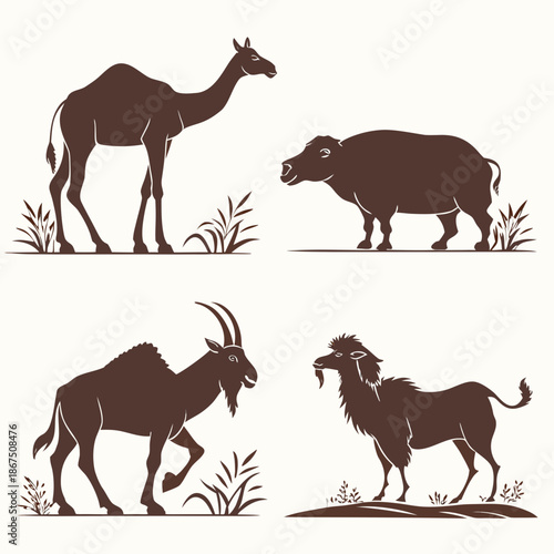 Silhouettes of various animals