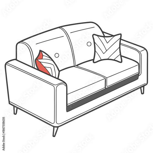 Modern sofa with decorative pillows
