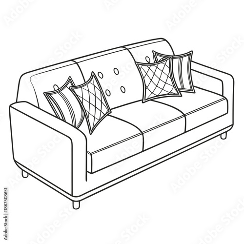 Modern sofa with decorative pillows