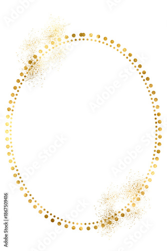 Shiny Gold oval. Glitter design element. Gold Foil Frame gold splatter frames Glitter Trail. Gold stroke on transparent background PNG. Wedding greeting card and invitation. Luxury Background design.