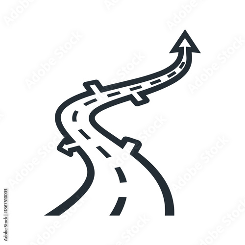 Winding road with arrow Vector