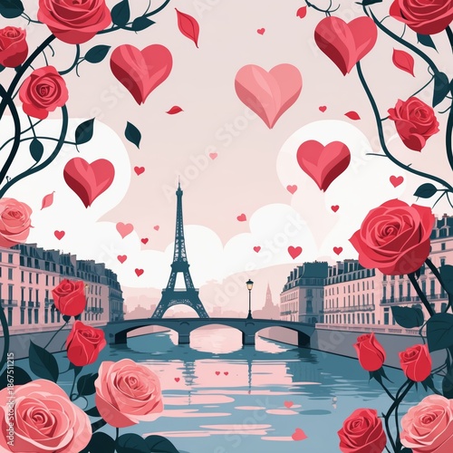 AI-Generated Valentines Day Rose Petals Vector
