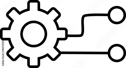 Settings line icon featuring gear and connection symbols  