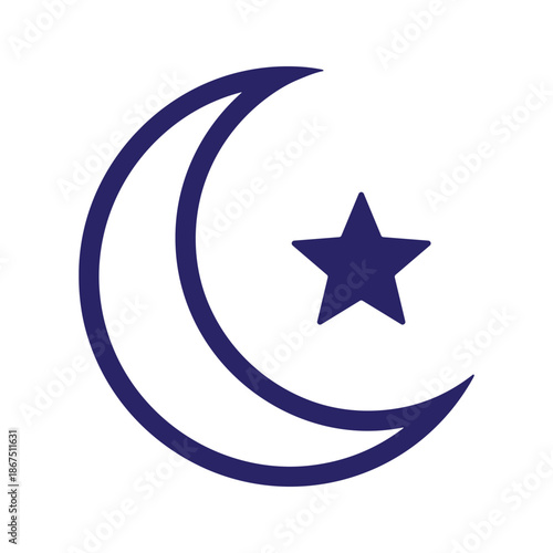 Symbolic crescent moon and star Vector