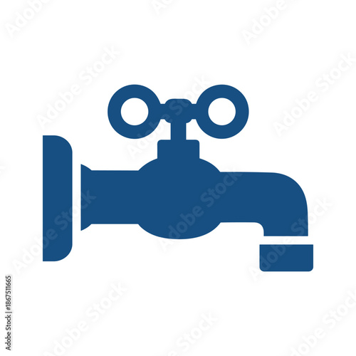 Blue faucet with two handles Vector