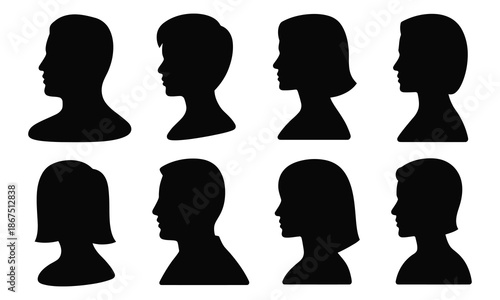 Silhouettes of various heads