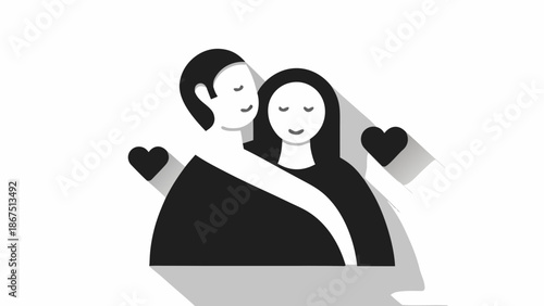 A tender moment of love and affection between two people with hearts with couple