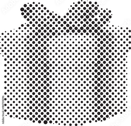 Halftone illustration of a pigs head made of dots