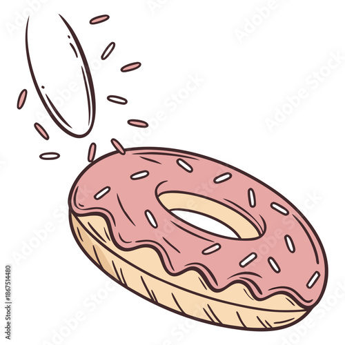 Delicious pink frosted donut with sprinkles