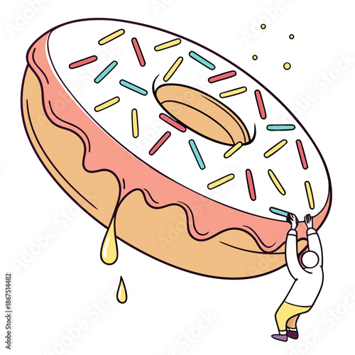 Cartoon donut with sprinkles