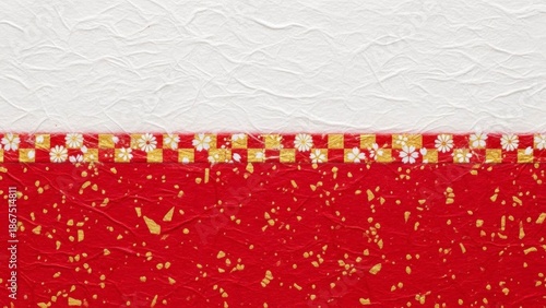 Elegant Japanese paper texture background with gold accents