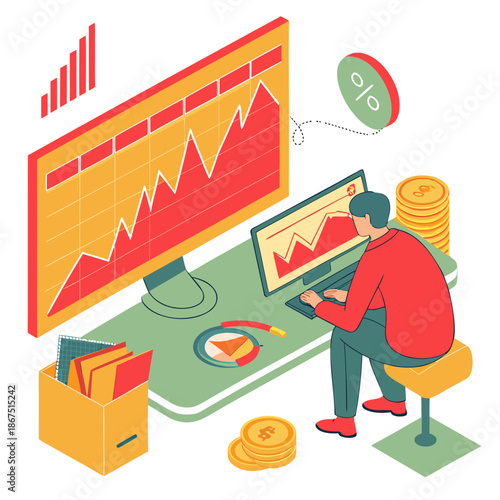 Financial analyst working on stock market data