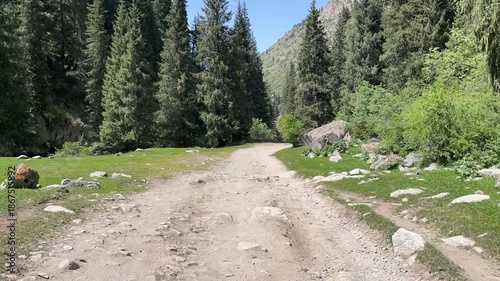 Tian Shan mountains in Kyrgyzstan travel amateur shot walking pov time lapse