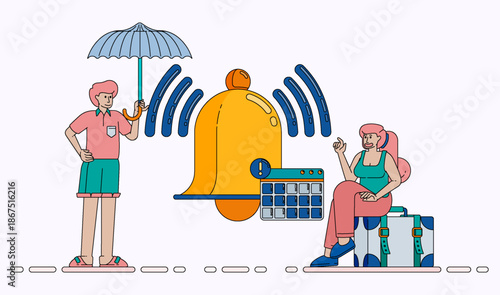 Notification and Warning Bell Concept for Time Management Agenda Appointments and Communication Systems. Design can be used for banner, website, poster, landing page, social media, ads