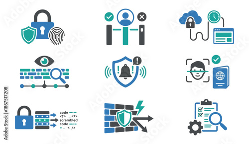 Security and protection icons digital safety and data privacy concepts
