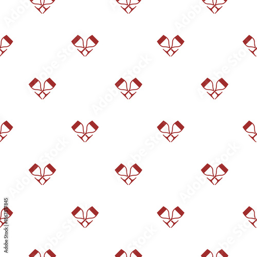 Crossed glasses with wine silhouettes seamless pattern isolated on white background