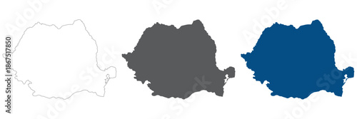 Romania map plain set. Map of Romania in blank set.