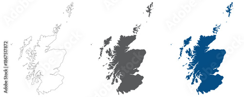 Scotland map plain set. Map of Scotland in blank set.
