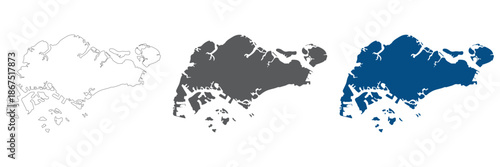 Singapore map plain set. Map of Singapore in blank set.