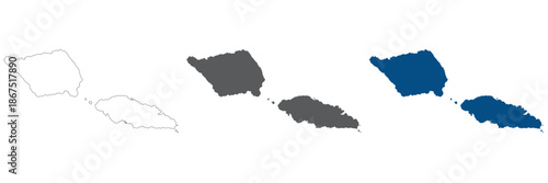Samoa map plain set. Map of Samoa in blank set.