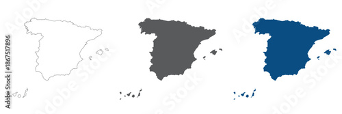 Spain map plain set. Map of Spain blank set.